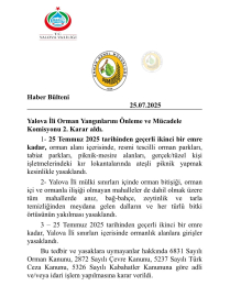 Yalova'da ormanlara girişler yasaklandı