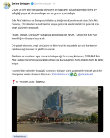 Emine Erdoğan'dan 'Sıfır Atık Forumu' paylaşımı