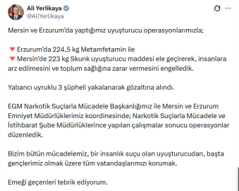 Mersin ve Erzurum'da yüklü miktarda uyuşturucu ele geçirildi: 3 gözaltı