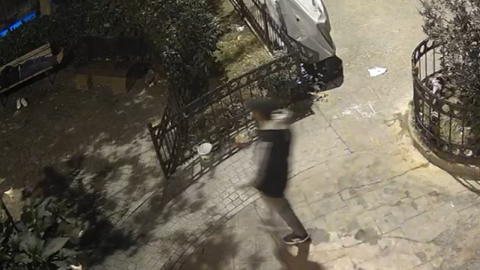 İstanbul- Beyoğlu'nda bankta uyuyan adamın cep telefonunu gasp eden şüpheli kamerada