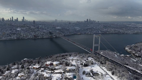 İstanbul- Beyaza bürünen Beykoz havadan görüntülendi / Dron görüntüsüyle