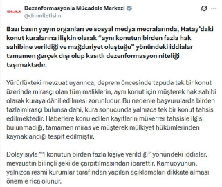 DMM'den Hatay'daki konut kuralarına ilişkin açıklama