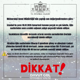 İstanbul - İstanbul Valiliği'nden yağış ve kuvvetli rüzgar uyarısı