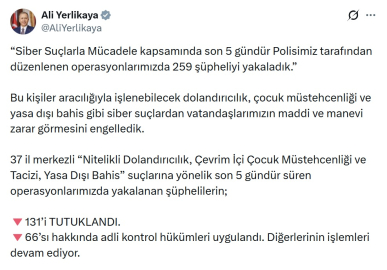 37 il merkezli siber suç operasyonları: 131 tutuklama