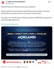 Bedelli askerlik sınıflandırma sonuçları açıklandı