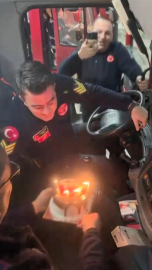 İtfaiyenin baş şoförüne endişelendiren doğum günü kutlaması