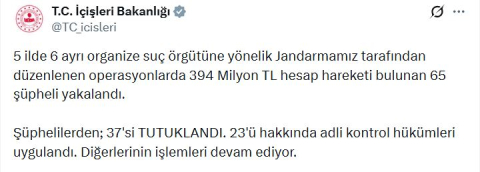 5 ilde organize suç örgütlerine yönelik operasyon; 37 tutuklama