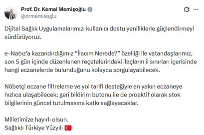 e-Nabız'a 'İlacım Nerede' özelliği eklendi