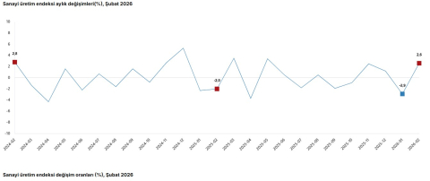 TÜİK: Sanayi üretimi şubatta arttı