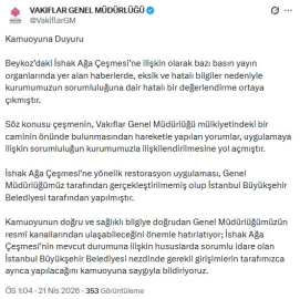 Vakıflar Genel Müdürlüğü'nden 'İshak Ağa Çeşmesi' açıklaması