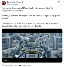 İletişim Başkanı Duran'dan '1 Mayıs Emek ve Dayanışma Günü' mesajı
