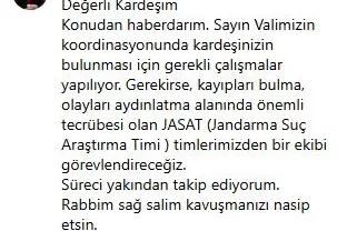 Bakan Çiftçi, kayıp Uğur'un ağabeyinin yardım çağrısına yanıt verdi
