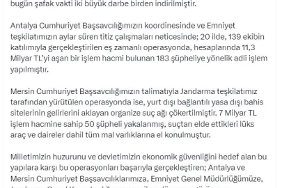 Antalya ve Mersin'de 'yasa dışı bahis' operasyonu: 233 gözaltı