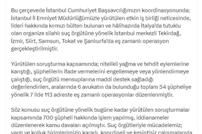 İstanbul merkezli 7 ilde 54 şüpheliye yönelik operasyon