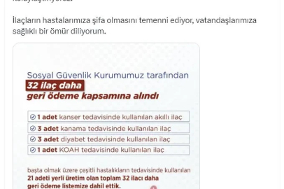 Bakan Işıkhan: 32 ilacı geri ödeme listesine aldık