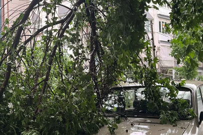 Manisa'da sağanak; sel sularının evin kapısından taştığı anlar kamerada